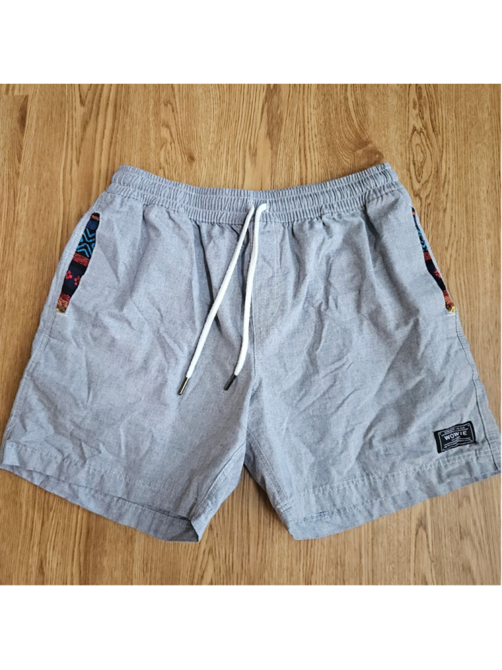 Wowie Nomad Casual Drawstring Shorts Aztec Gray Blue Mens Large